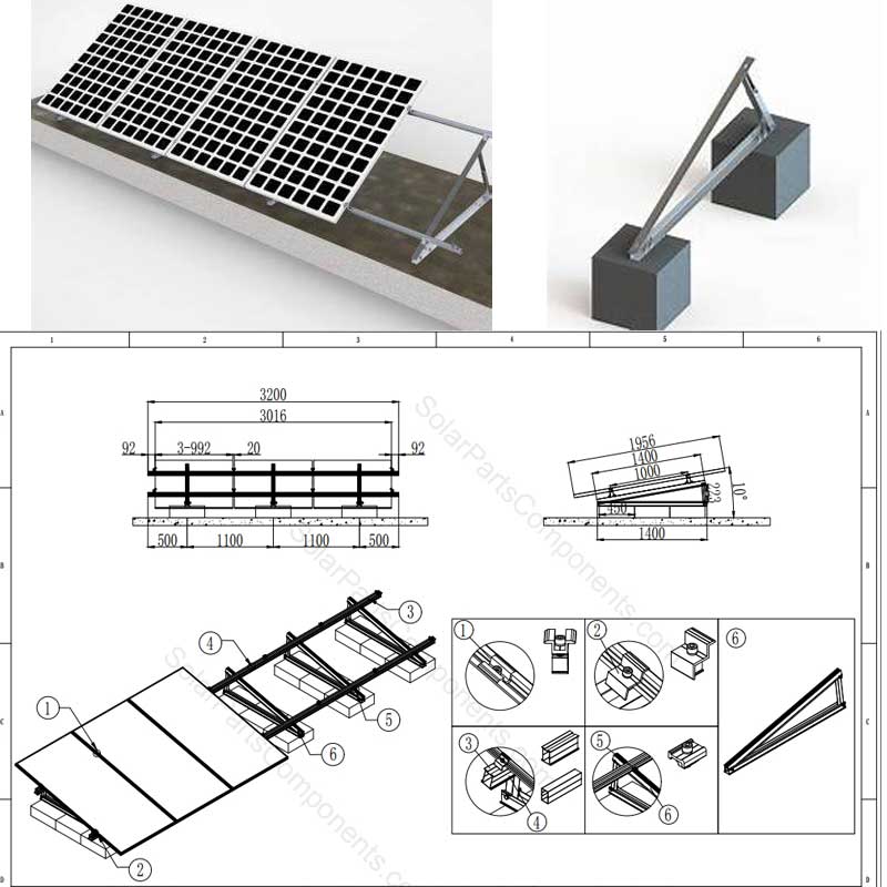 Solar Flat Roof Mounting Systems Adjustable Tripod factory