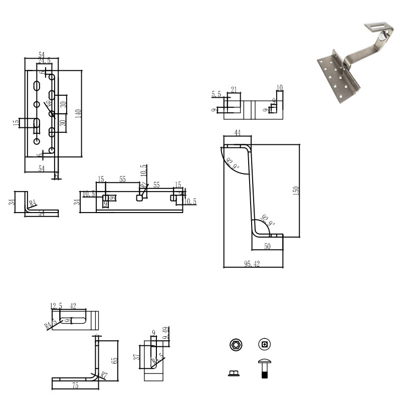 customized double adjustable solar roof hooks