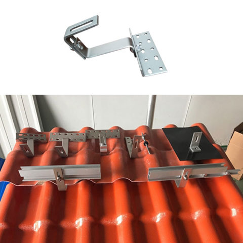 solar tile hook bracket, Double adjustable, Bottom Mounting