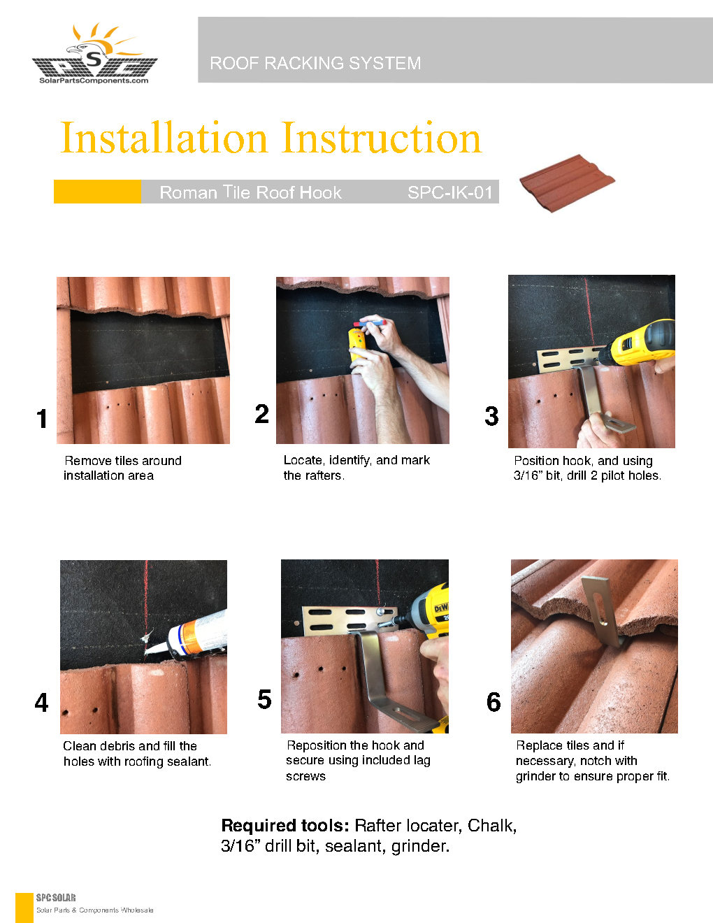 Installation Guide for Solar Roof Hooks Model : SPC-IK-01