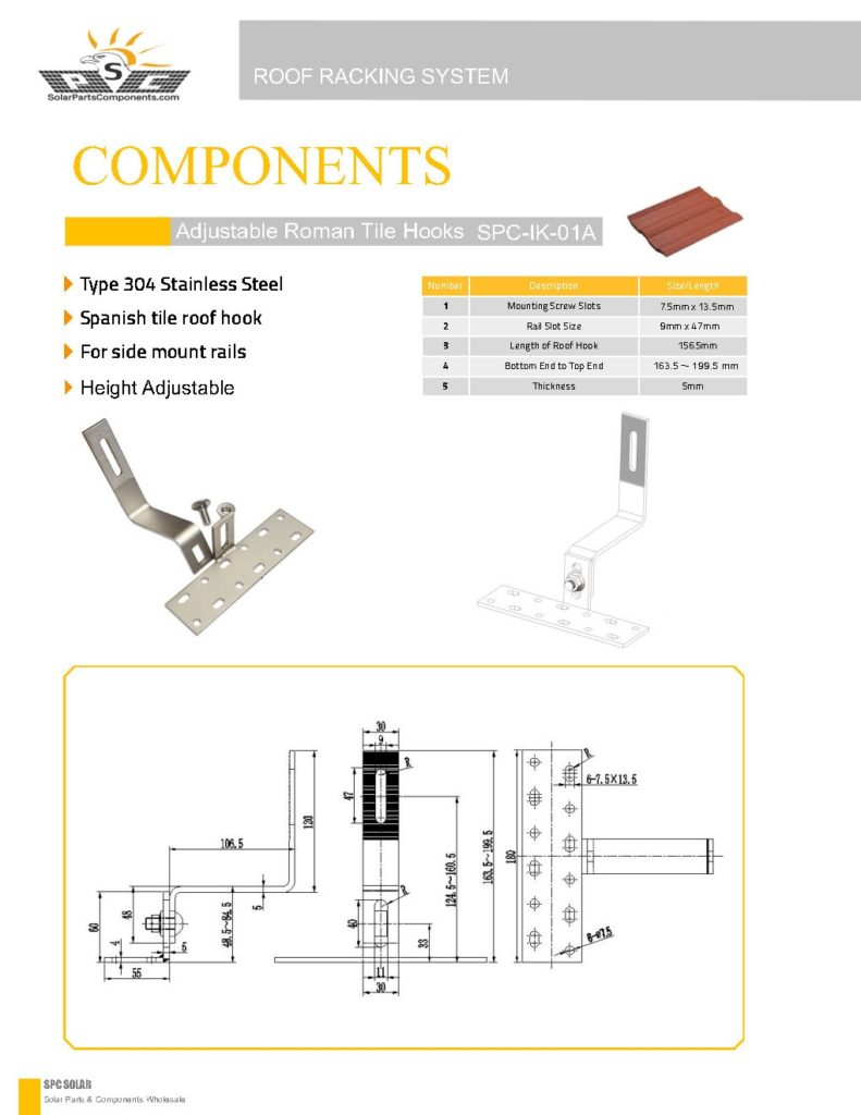 solar roof hooks, adjustable SPC-IK-01A