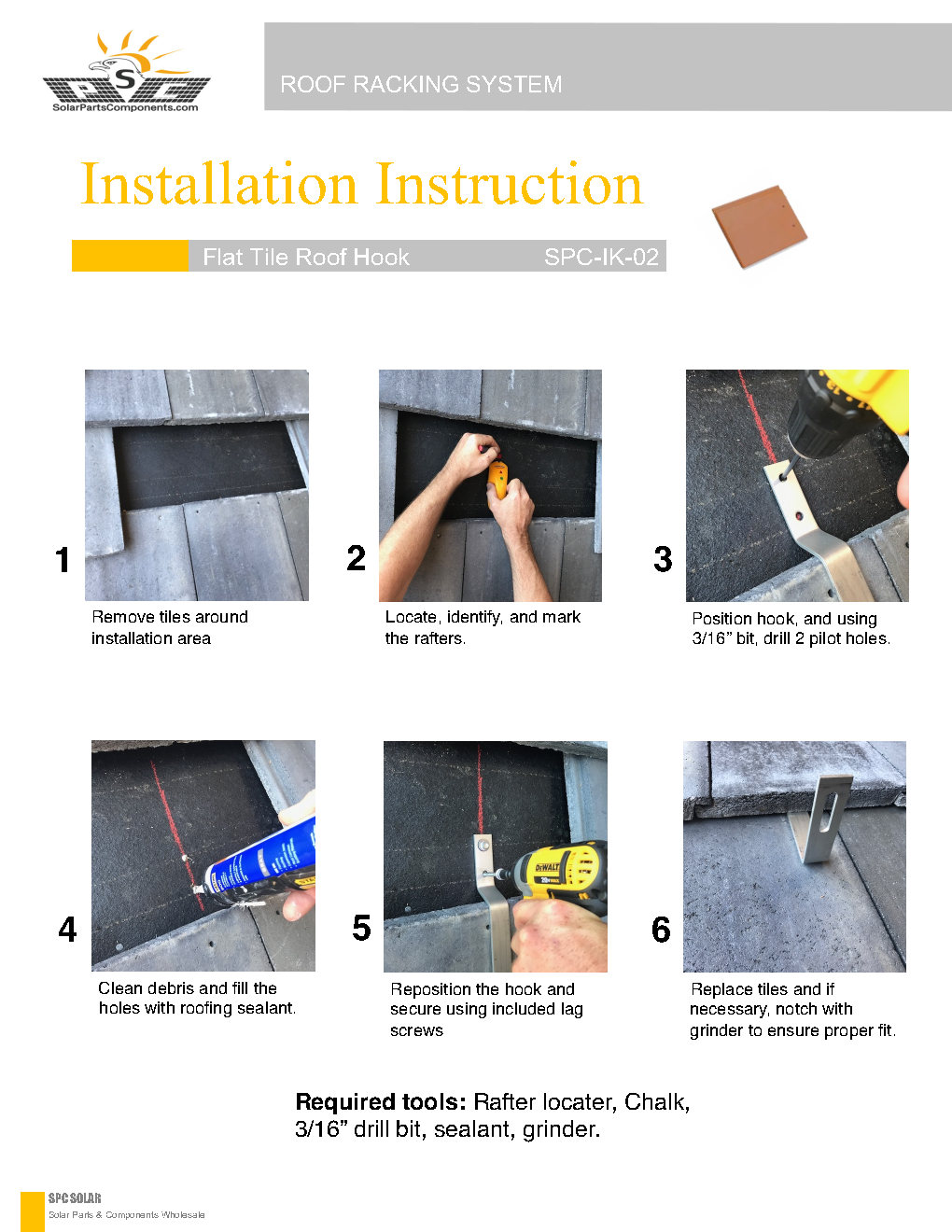 Installation Guide for Solar Roof Hooks Model : SPC-IK-02