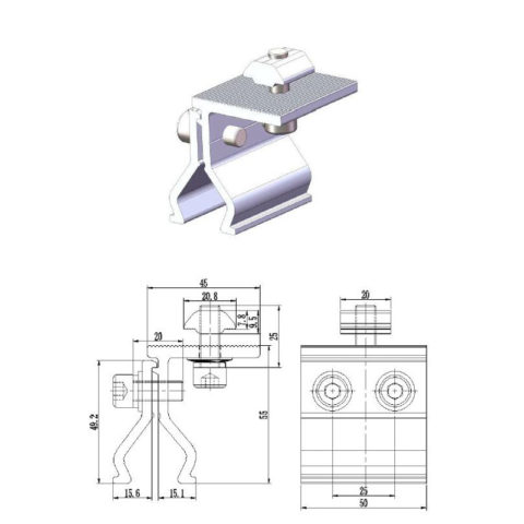 solar metal roof clamps profile SPC-002