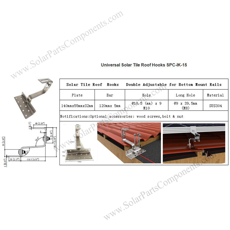 Universal Solar Tile Roof Hooks Factory