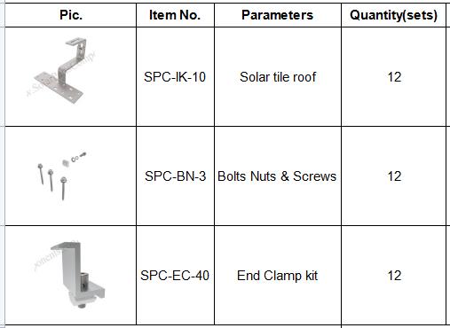 solar tile roof hook railless solution