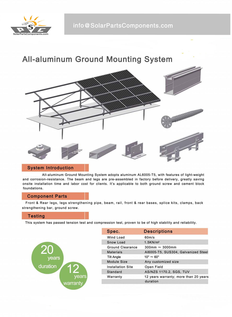 Ground Mounting System Aluminum Racking