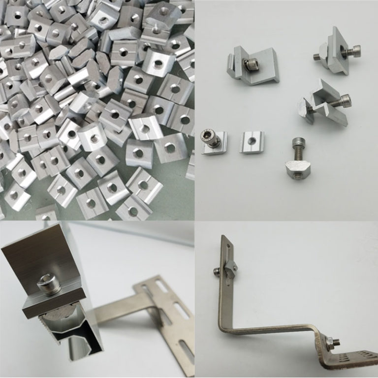 Aluminum sliding nuts for solar panel mounting