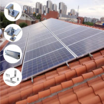 Solar Curved Tile Roof Mounting Systems with Side Mounted Hooks Components