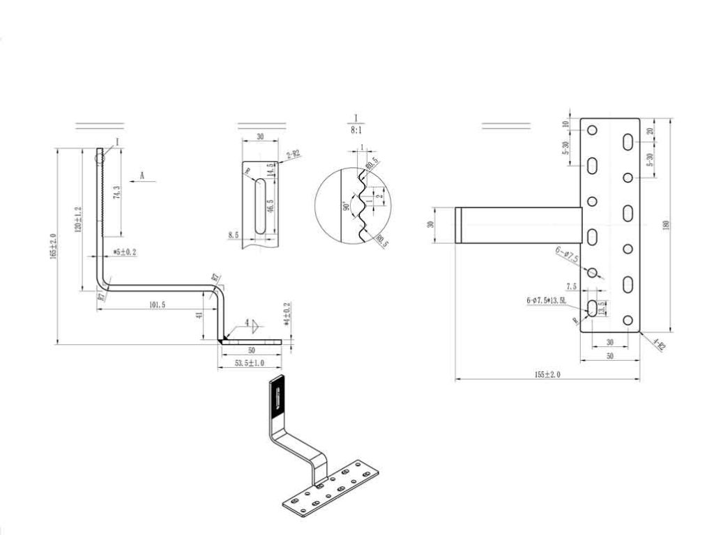 side mounted curved tile roof hooks drawing