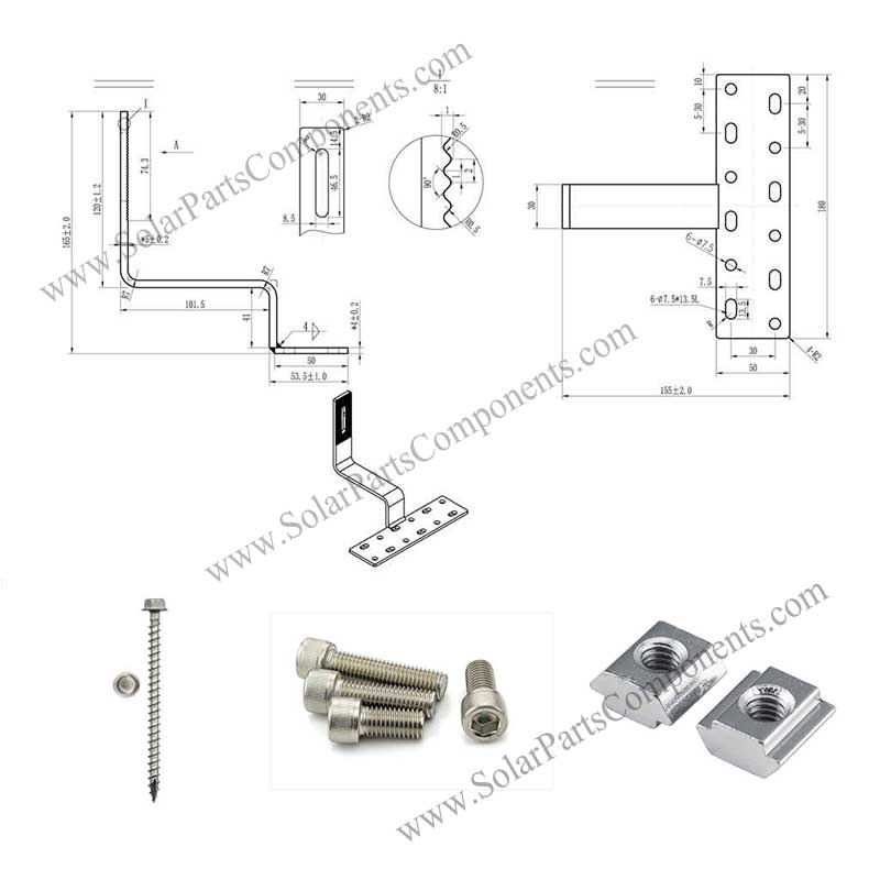 Drawing for Side Mounted Curved Tile Roof Hooks