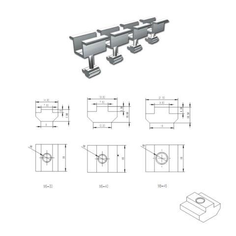 Aluminum Solar Sliding Nut for mid clamps