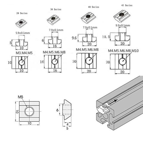solar sliding nut aluminum profile