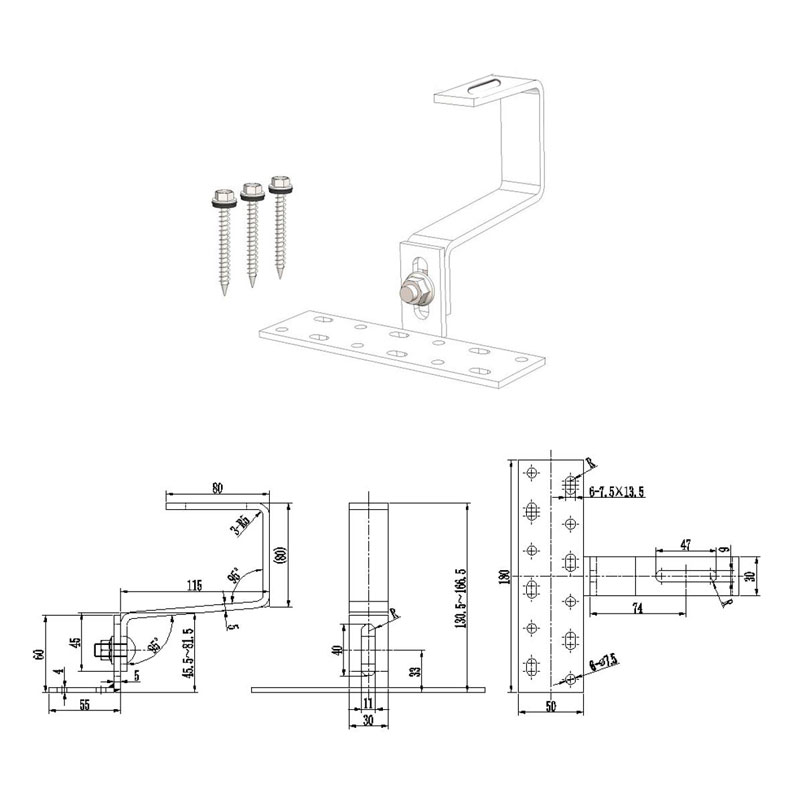 solar panel curved tile roofs bottom mounting profile