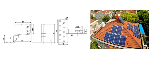 solar panel curved tile roof hooks profile
