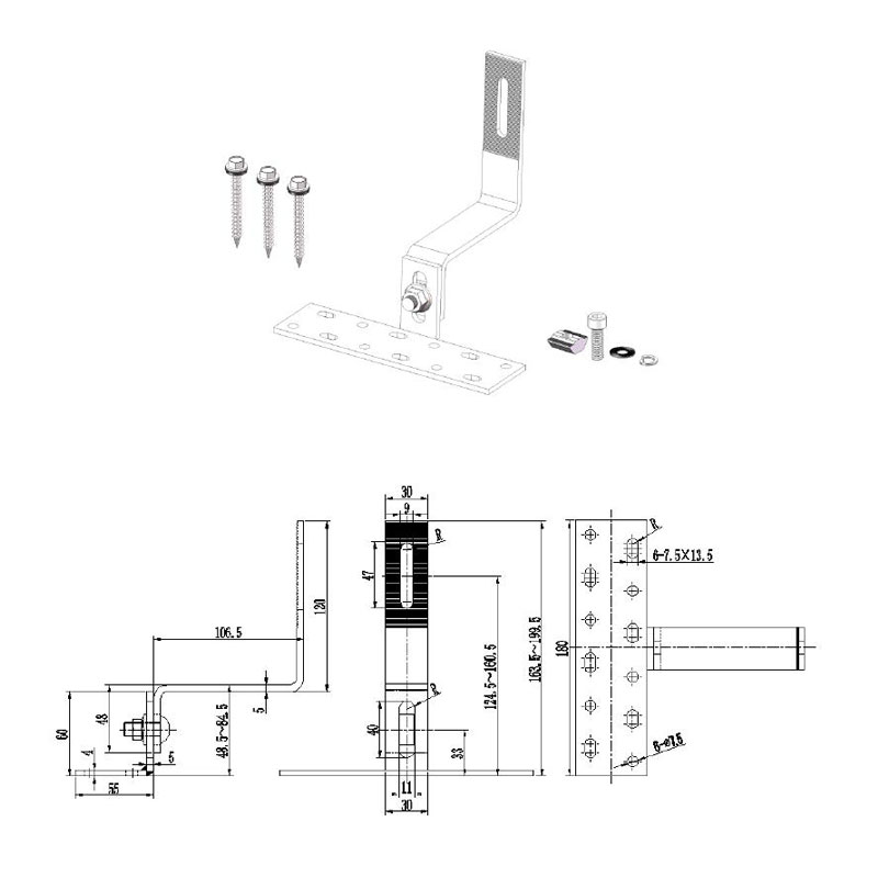 solar Roman tile roof hooks adjustable sizes