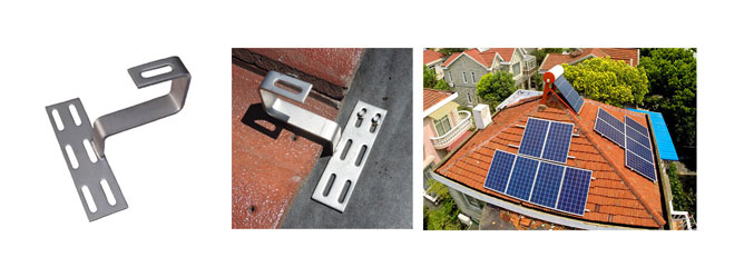 solar Roman tile roof hooks bottom mount drawing