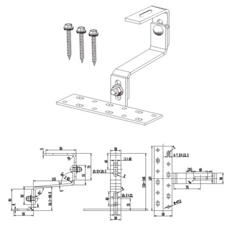 solar panel adjustable roof hooks weldless profile