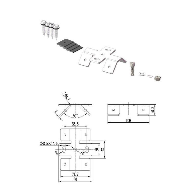 tin metal roof clamps bottom mount drawings