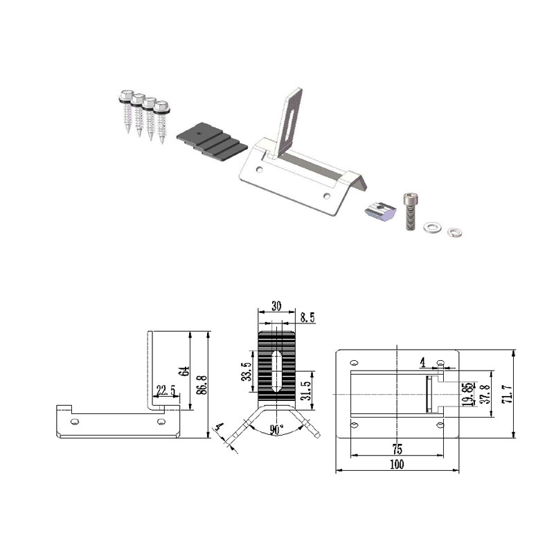 trapezoid metal roof side mount clamp drawing