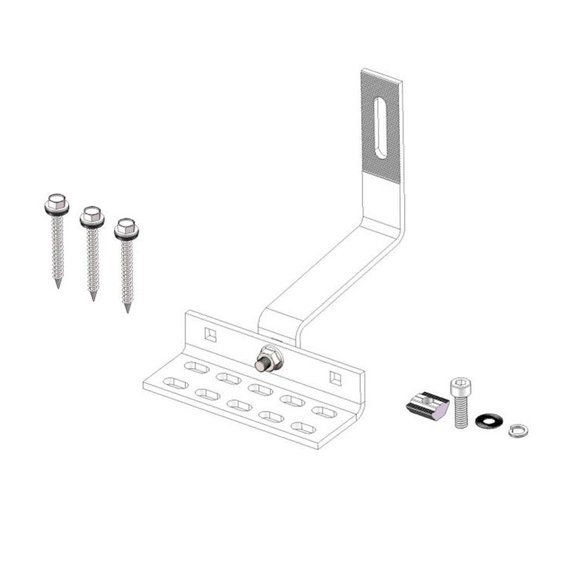 solar curved / flat tile roof hook, adjustable, side mounted drawing