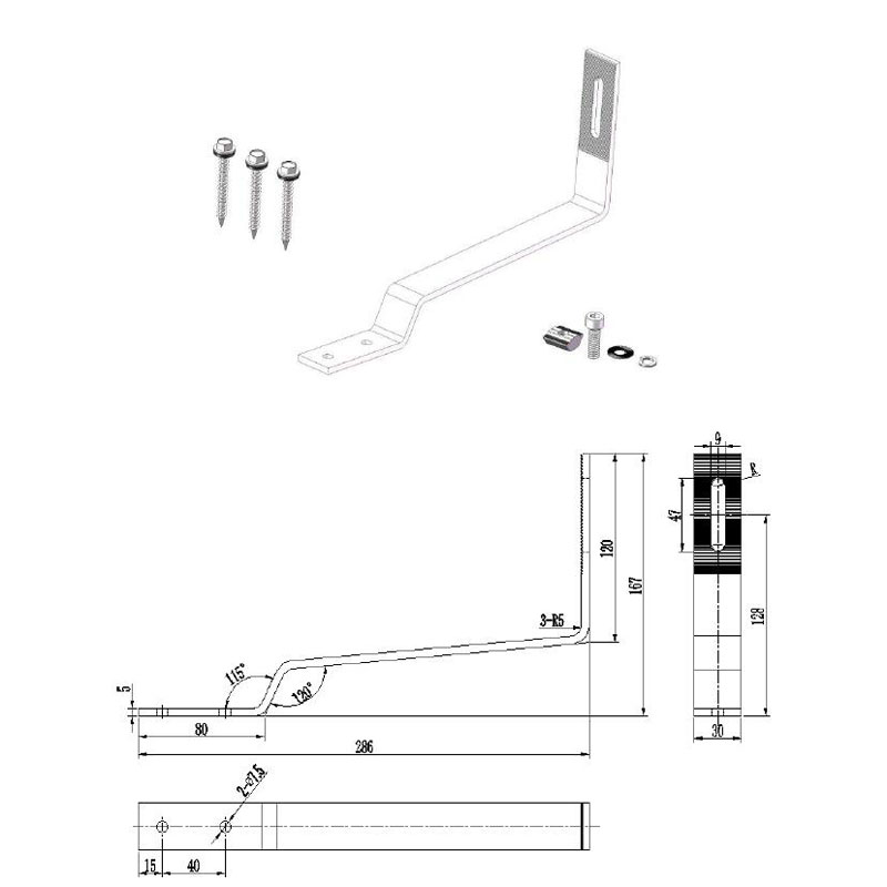 solar roof mounts flat tile hooks profile