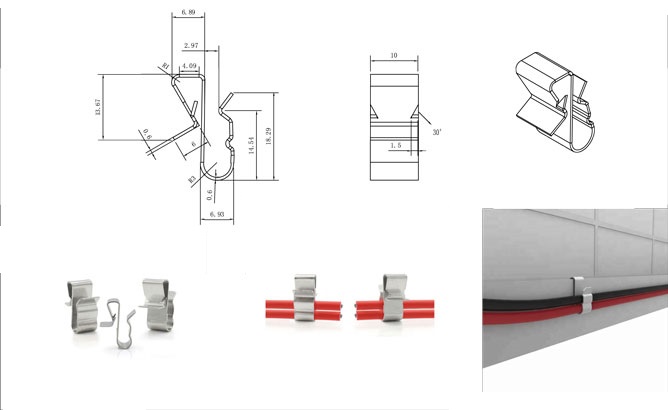 solar cable clips, two line, narrower