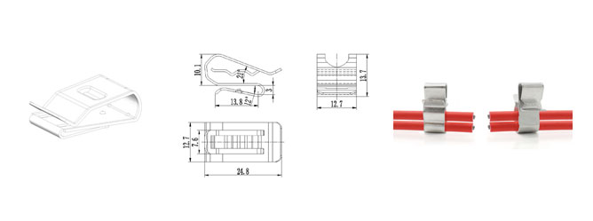 Two lines solar panel cable clips drawing