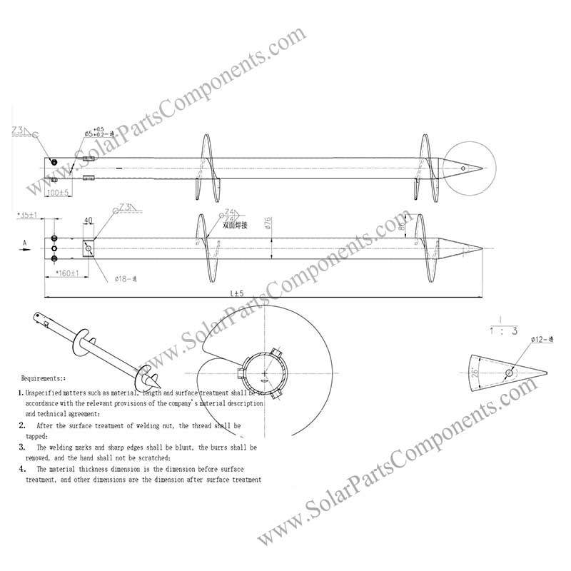 customized solar ground screws