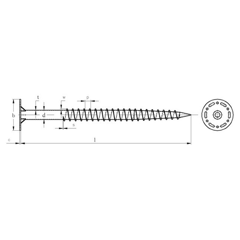 Flange solar ground screws sizes