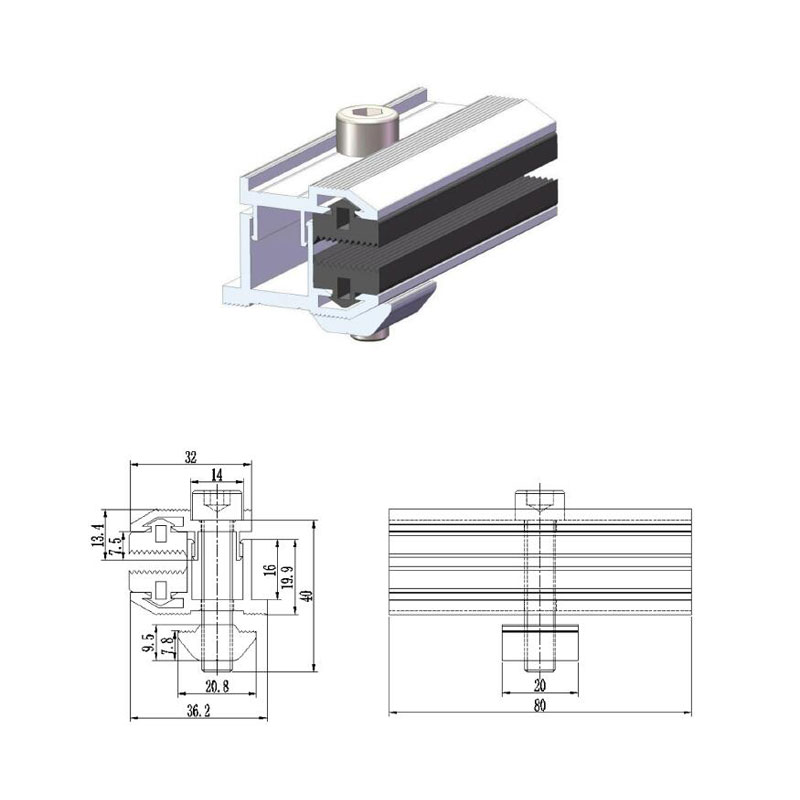 end clamps profile for frameless solar panels