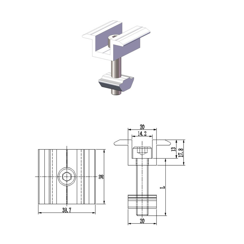 mid clamps profile for solar panels