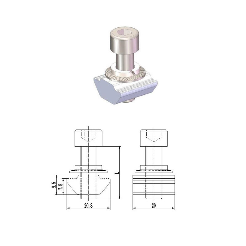 solar T-slot nut kit for rail installation