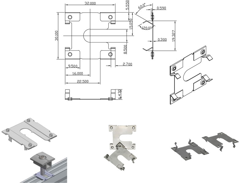 grounding plate clips model 1A, Size & drawing