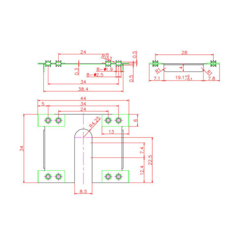 Solar Panel Grounding Plate 5E Drawing & sizes