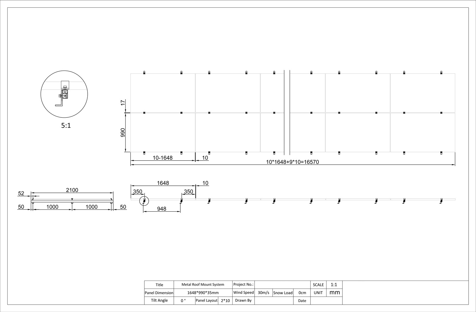 metal roof solar mounting systems L foot pan view