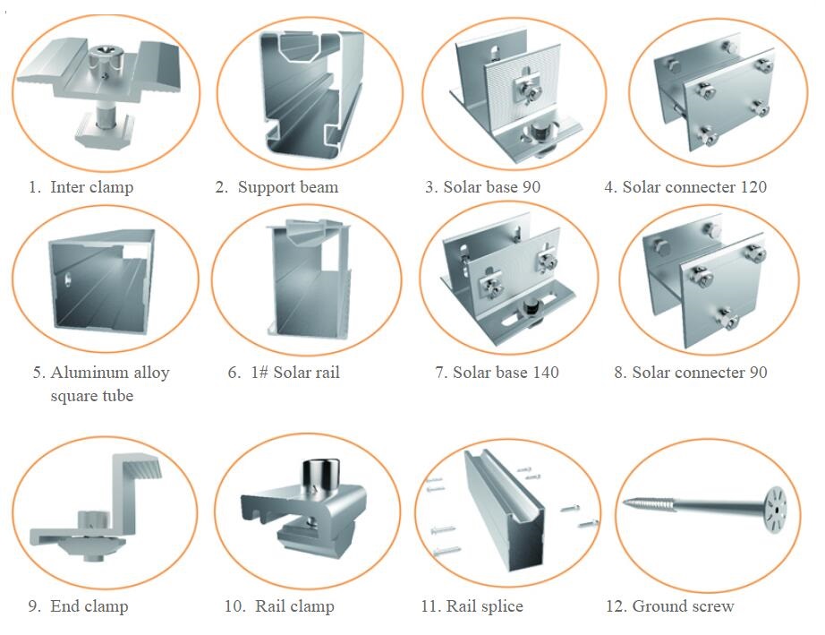 Solar ground mounting system N type components