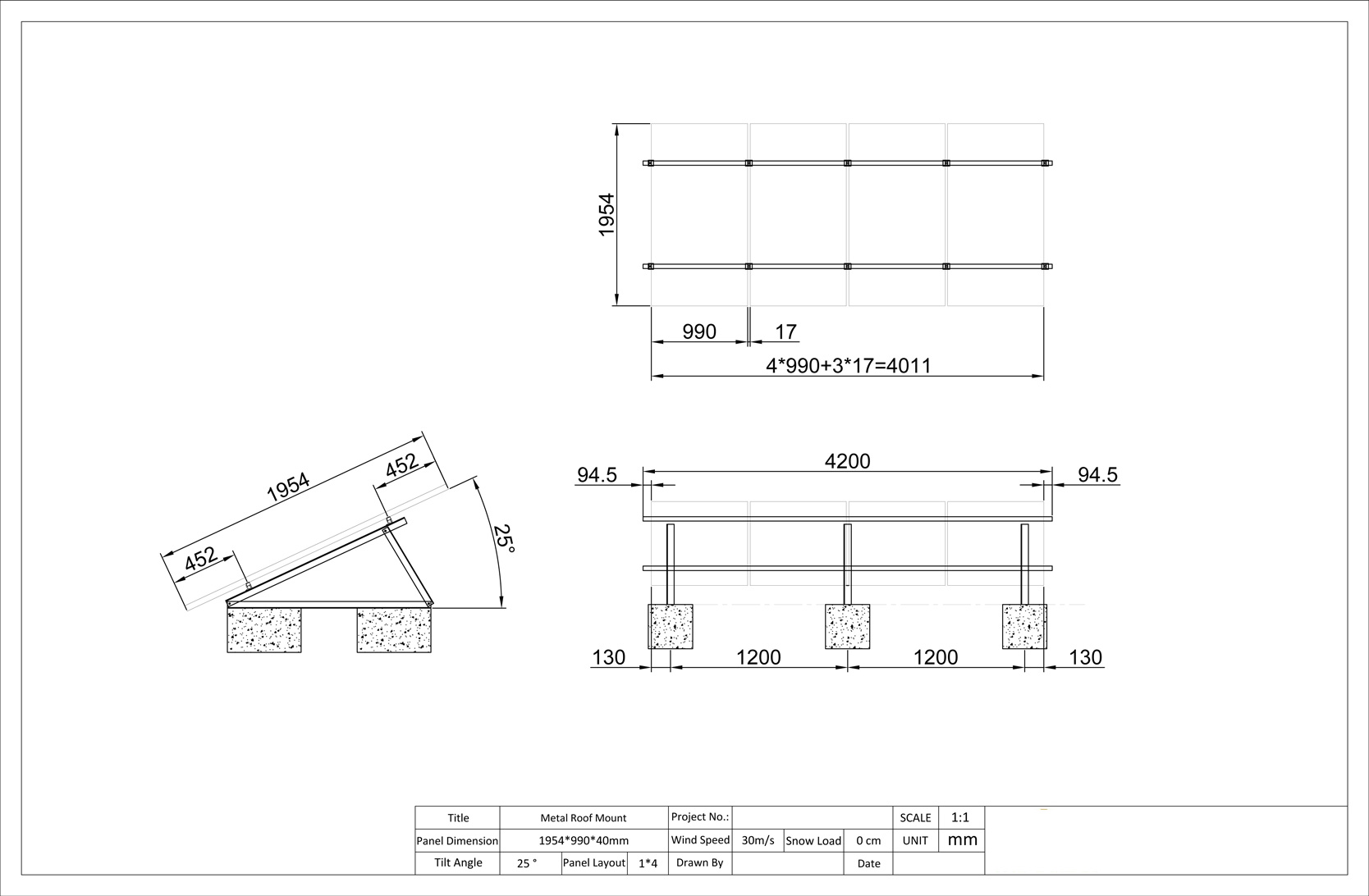 triangle tilt solar mounting system 25 degree