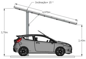 Solar carport system aluminum 13 KW Brazil