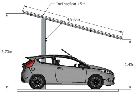 Solar carport system aluminum 13 KW Brazil