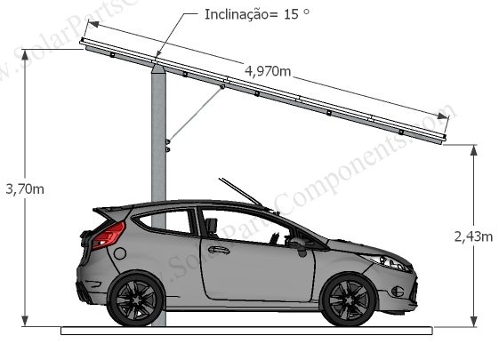 Solar carport system aluminum 13 KW Brazil