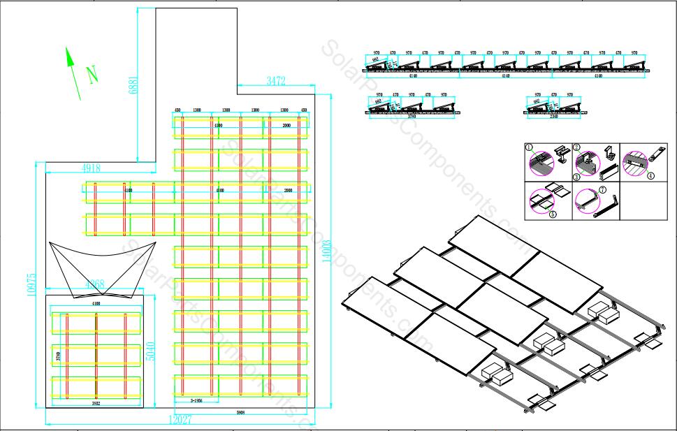 Ballasted Flat Roofing PV Racking system design