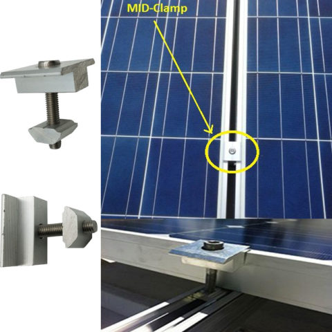 PV module inter clamps for solar mounting