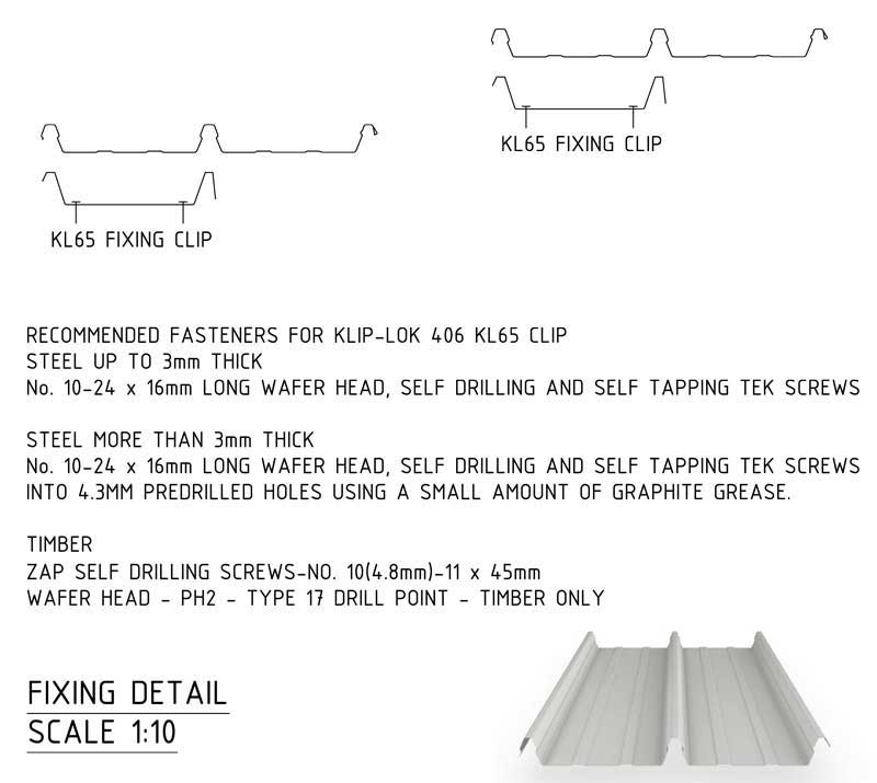 klip lok 406 / 700 clamp Lysaght profile