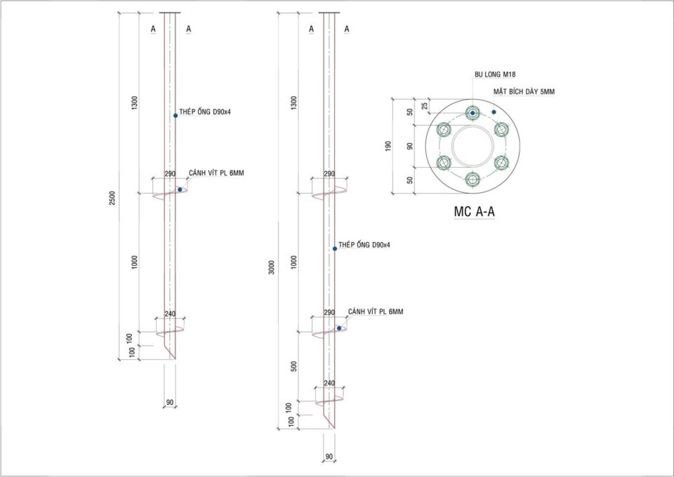 solar ground screw customized drawing