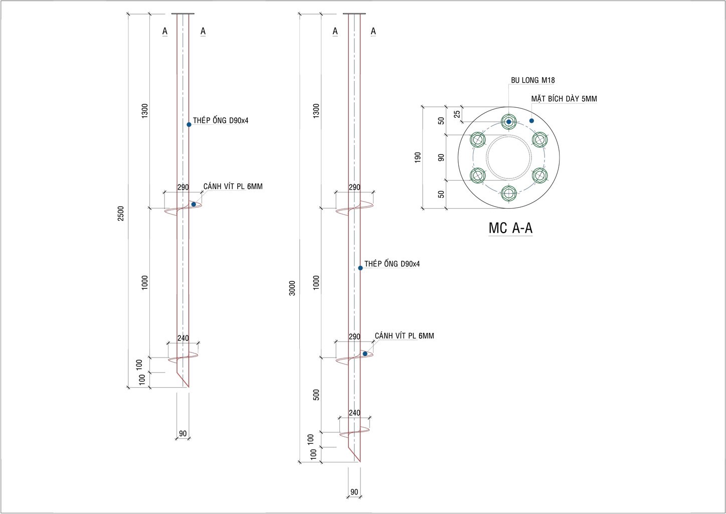 solar ground screw customized drawing