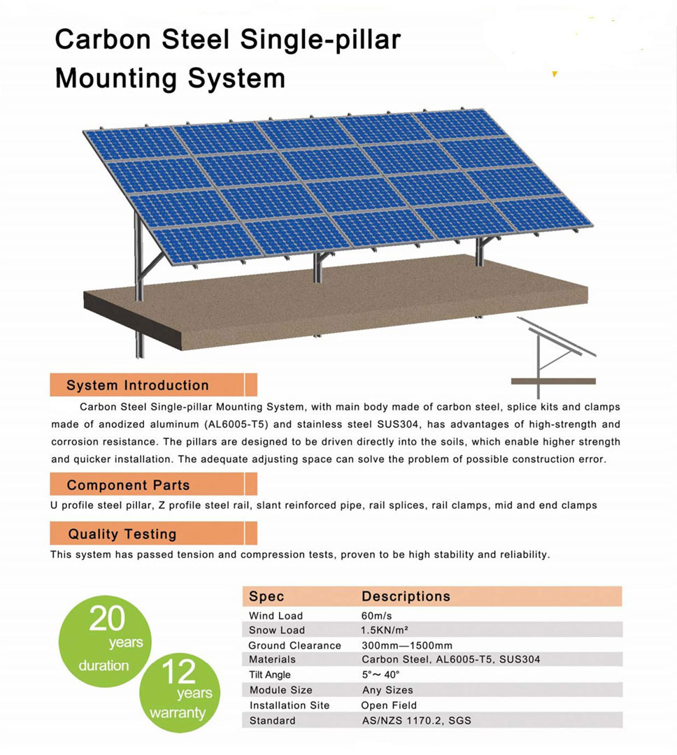 Carbon Steel Single Pillar Mounting System A type