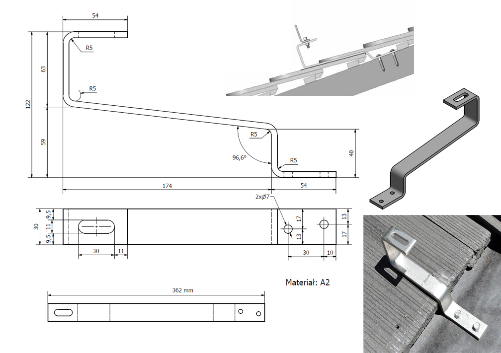 customized solar flat tile roof hooks