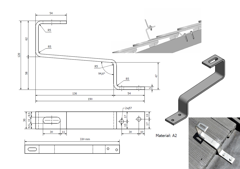 customized solar panel flat tile roofing hooks