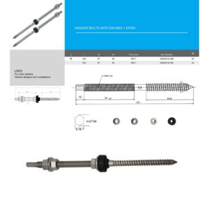 Hanger Bolts M10 x 250mm , SUS304, A2