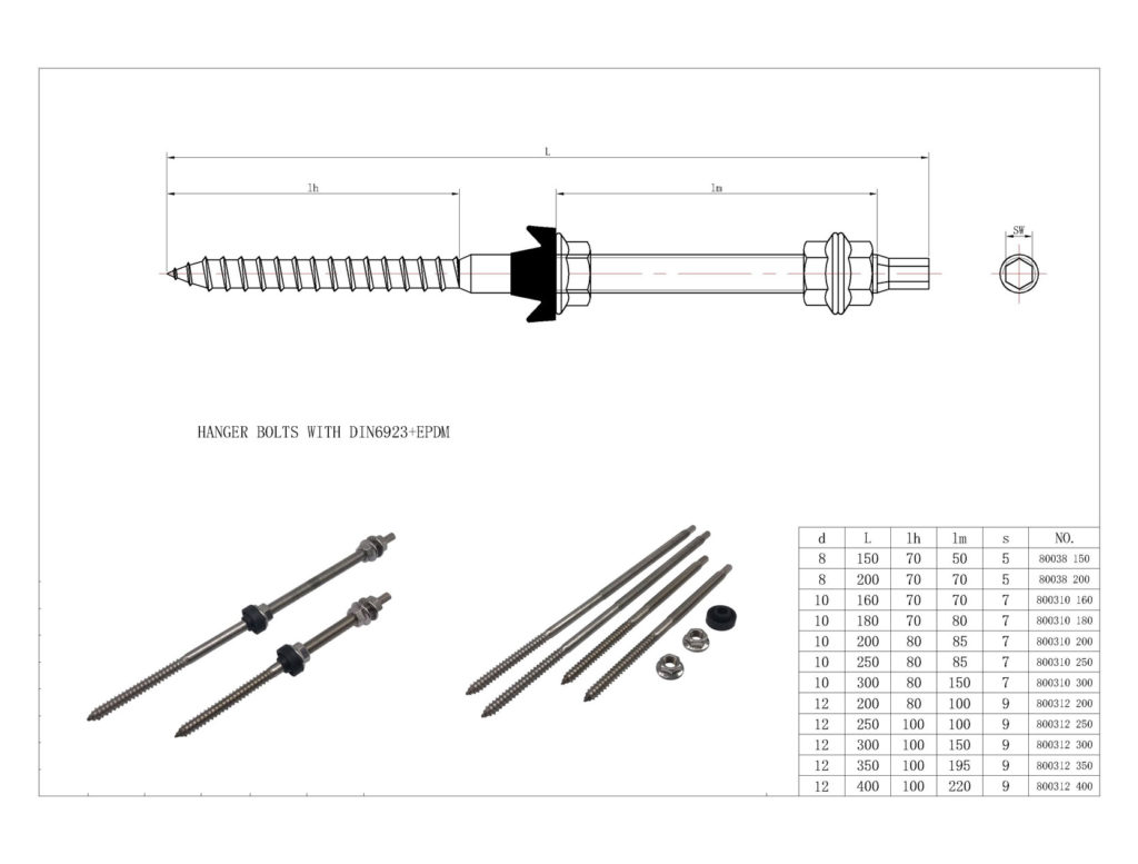 Solar Panel Mounting Hanger Bolts